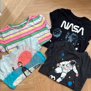Colorful Kids Graphic T-Shirts Set, Sz M